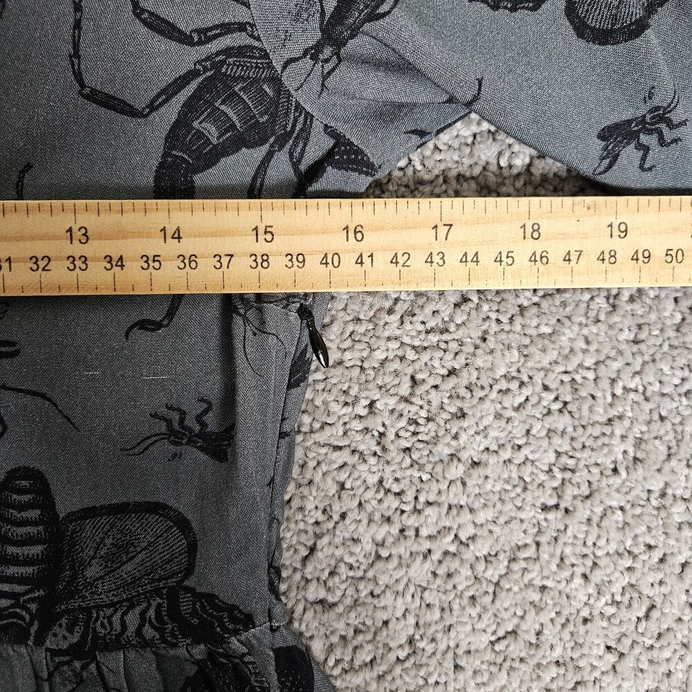 Disturbia Dress Womens 2 Gray Parasite Smock Mini Insects AOP Goth Feminine - Picture 5 of 16